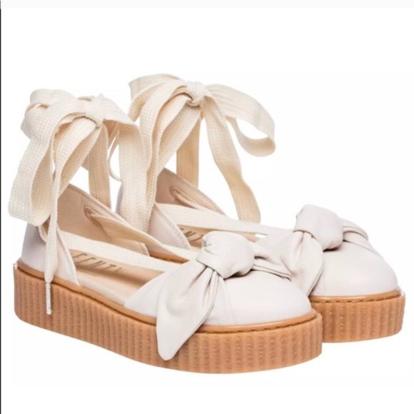 Fenty Puma Creeper Bow Lace Up Leather Sandals - Picture 3 of 9